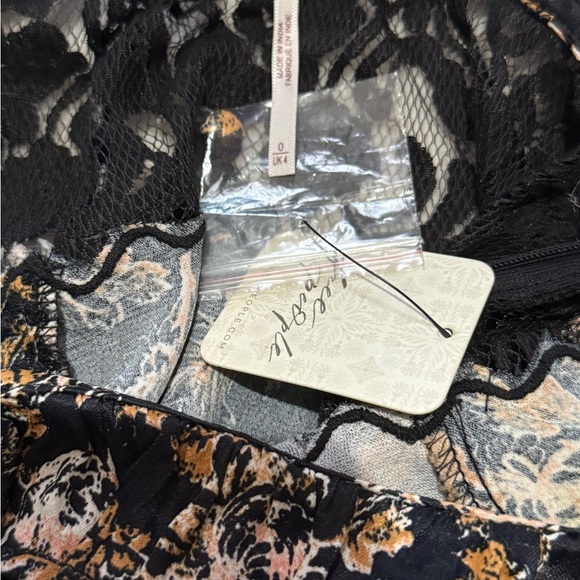 Free People black and tanRuched Ruffled Mini Dress - Picture 8 of 8